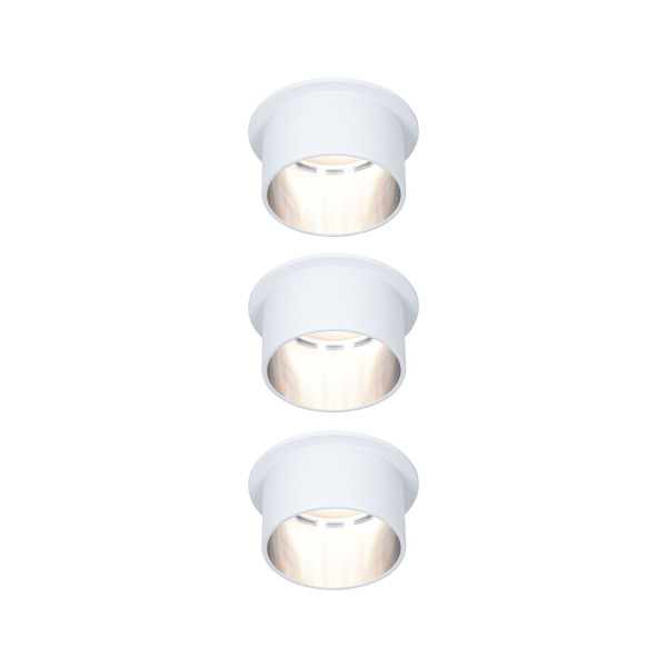 Kit encastré paulmann gil coin 3stepdim rd fixe led 3x6w 2700k 230v blanc dépoli/acier alu - 93385
