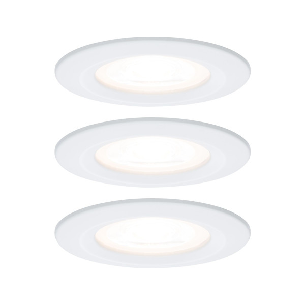 Spots encastrés LED Paulmann Nova Kit de 3 IP44 rond 78mm GU10 3x6,5W 3x460lm 230V 2700K Blanc dépoli