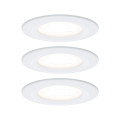 Spots encastrés LED Paulmann Nova Kit de 3 IP44 rond 78mm GU10 3x6,5W 3x460lm 230V 2700K Blanc dépoli
