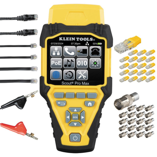 Testeur de câbles réseau scout® pro max rj45, rj11 et rj12 et coax et poe