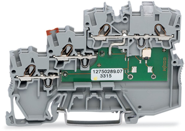 Borne pour capteurs npn, 3 conducteurs - led - pe isolé rail