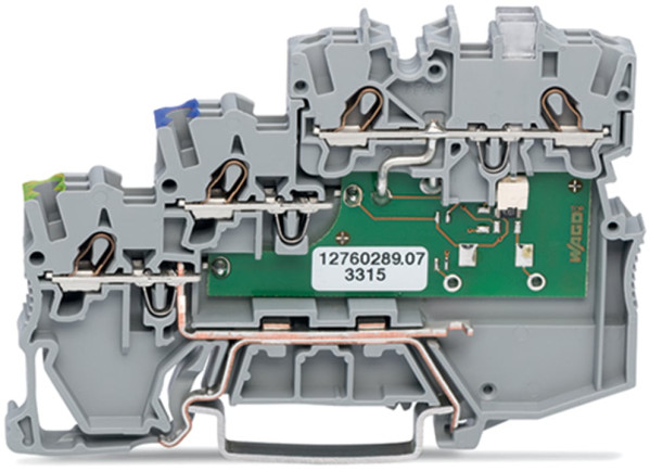 Borne pour capteurs pnp, 3 conducteurs - led - pe racc rail
