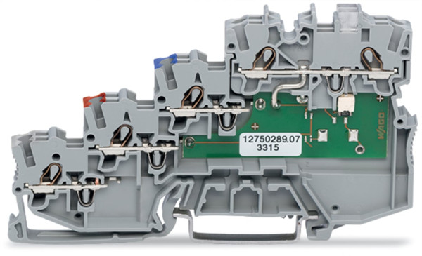 Borne pour capteurs npn, 4 conducteurs- led - pe isolé rail
