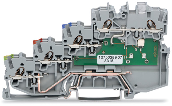 Borne pour capteurs npn, 4 conducteurs- led - pe racc rail