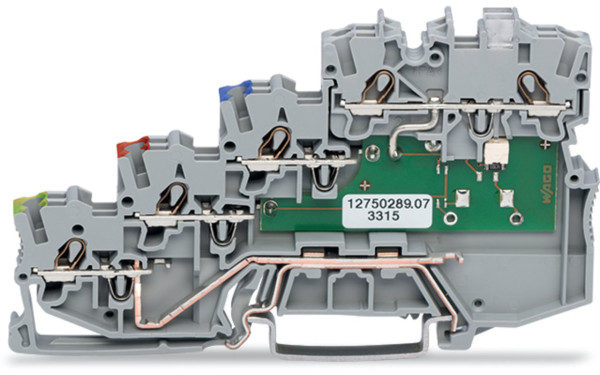 Borne pour capteurs pnp, 4 conducteurs- led - pe racc rail