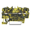 Borne de passage pour 3 conducteurs 1,5mm², gris foncé-jaune