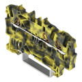 Borne de passage pour 3 conducteurs 1,5mm², gris foncé-jaune