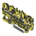 Borne de passage pour 4 conducteurs 1,5mm², gris foncé-jaune