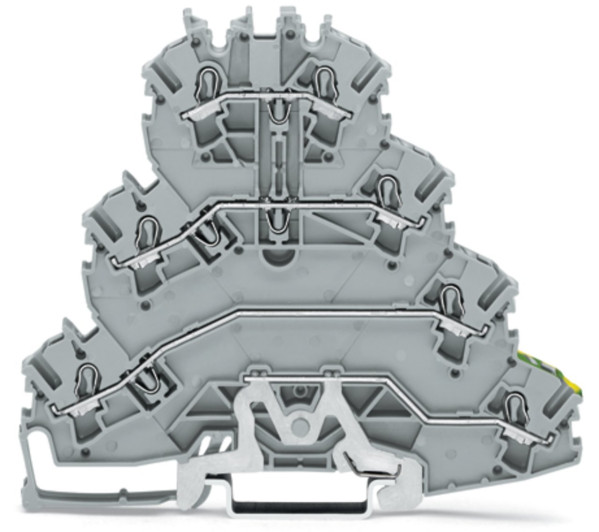 Topjob's borne 4 étages 2,5 (4) mm² / l1-l2-l3-pe / gris / support - Wago - 20024157