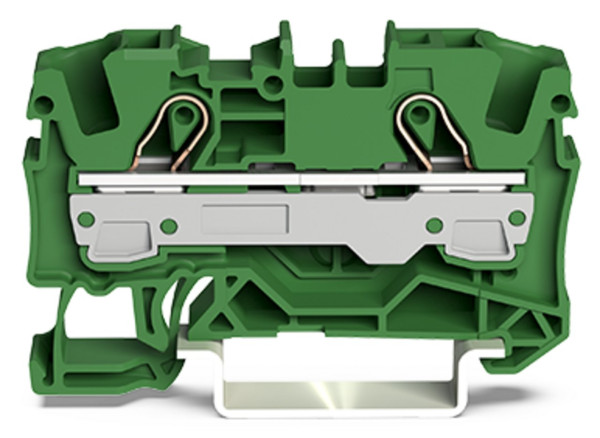 Borne de passage pour 2 conducteurs 6mm², vert