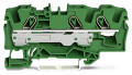 Borne de passage pour 3 conducteurs 6mm², vert