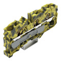 Borne de passage pour 3 conducteurs 10mm², gris foncé-jaune