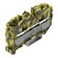 Borne de passage pour 2 conducteurs 16mm², gris foncé-jaune
