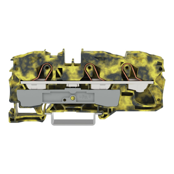 Borne de passage pour 3 conducteurs 16mm², gris foncé-jaune