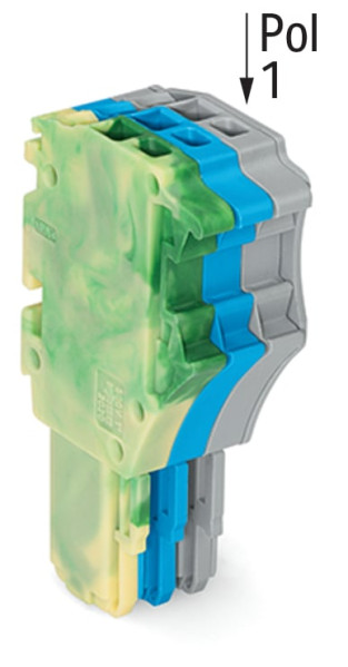 Connecteur femelle pour 1 conducteur ja-ve./bleu/gris