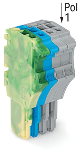 Connecteur femelle pour 1 conducteur ja-ve./bleu/gris