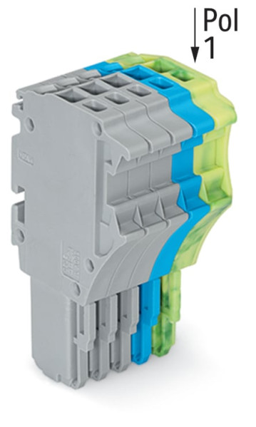 Connecteur femelle pour 1 conducteur gris/bleu/ja-ve
