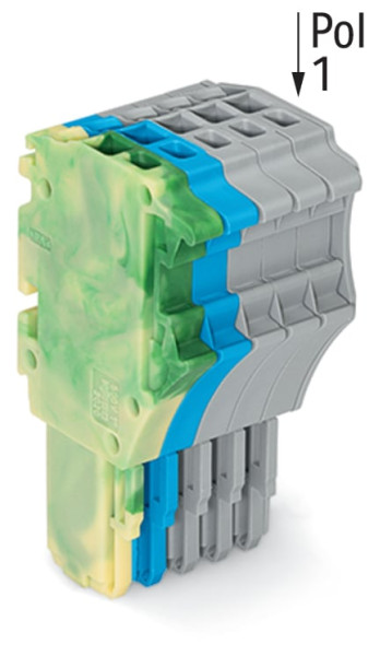Connecteur femelle pour 1 conducteur ja-ve./bleu/gris
