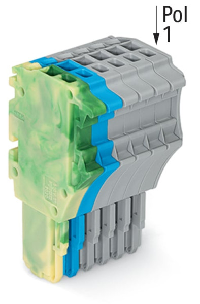 Connecteur femelle pour 1 conducteur ja-ve./bleu/gris