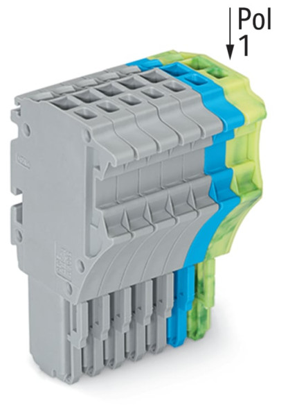 Connecteur femelle pour 1 conducteur gris/bleu/ja-ve