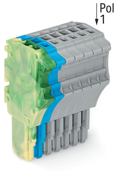 Connecteur femelle pour 1 conducteur ja-ve./bleu/gris