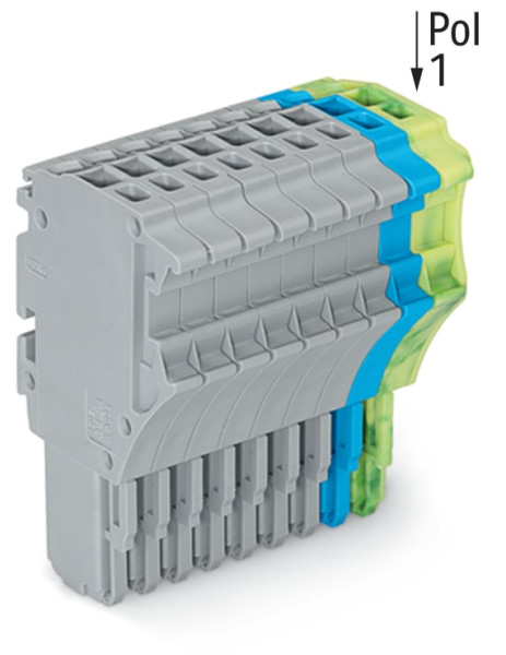 Connecteur femelle pour 1 conducteur gris/bleu/ja-ve