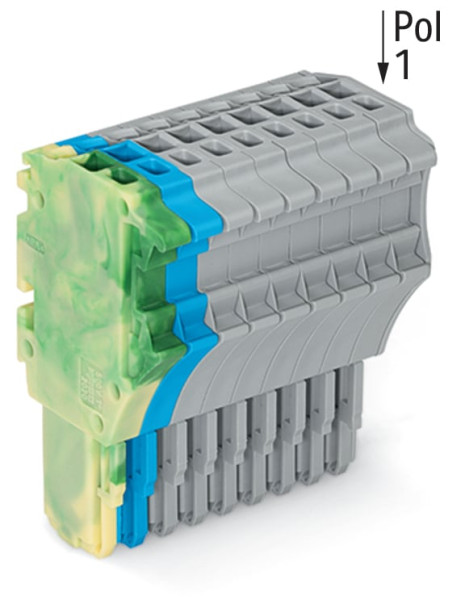 Connecteur femelle pour 1 conducteur ja-ve./bleu/gris