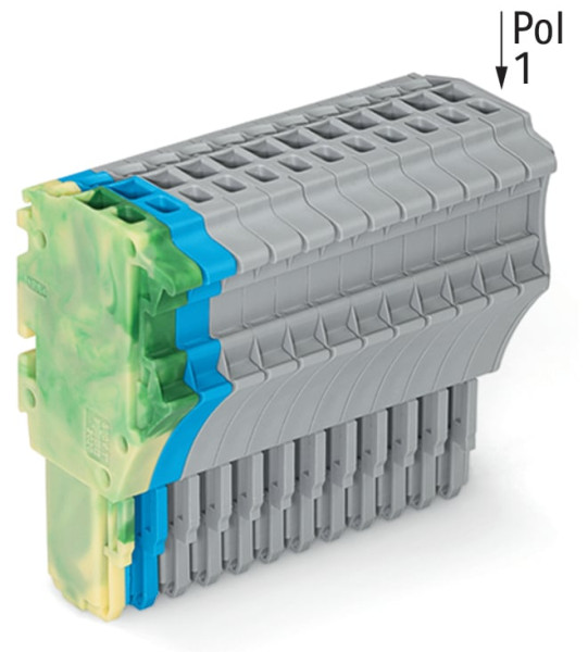 Connecteur femelle pour 1 conducteur ja-ve./bleu/gris