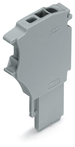 X-com's  : connecteur femelle initial avec plaque d'extrémité 1c / 1 pôle / gris