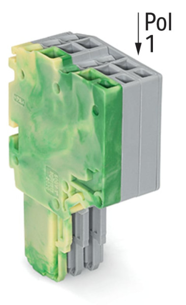 Connecteur femelle pour 2 conducteur ja-ve/gris