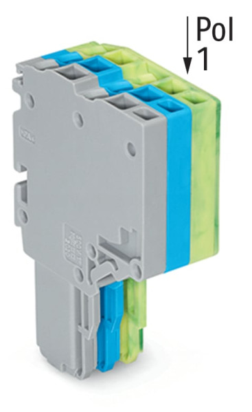 Connecteur femelle pour 2 conducteur gris/bleu/ja-ve