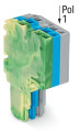 Connecteur femelle pour 2 conducteur ja-ve./bleu/gris