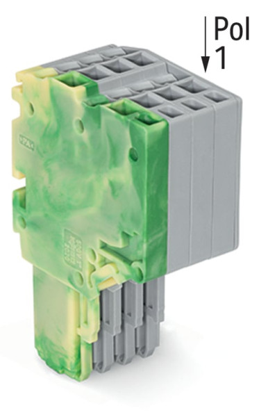 Connecteur femelle pour 2 conducteur ja-ve/gris