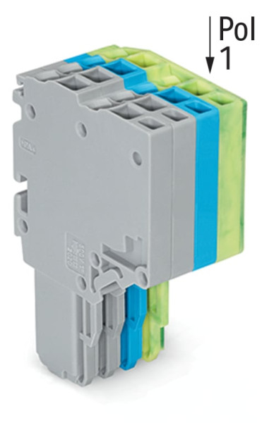 Connecteur femelle pour 2 conducteur gris/bleu/ja-ve