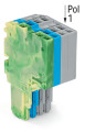 Connecteur femelle pour 2 conducteur ja-ve./bleu/gris