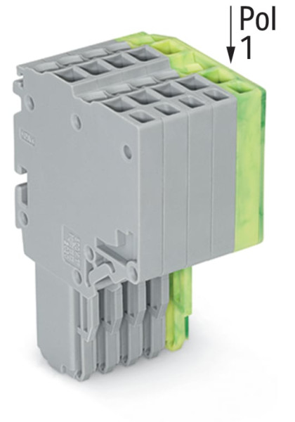 Connecteur femelle pour 2 conducteur gris/ja-ve