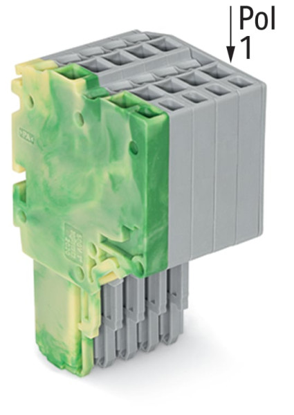 Connecteur femelle pour 2 conducteur ja-ve/gris