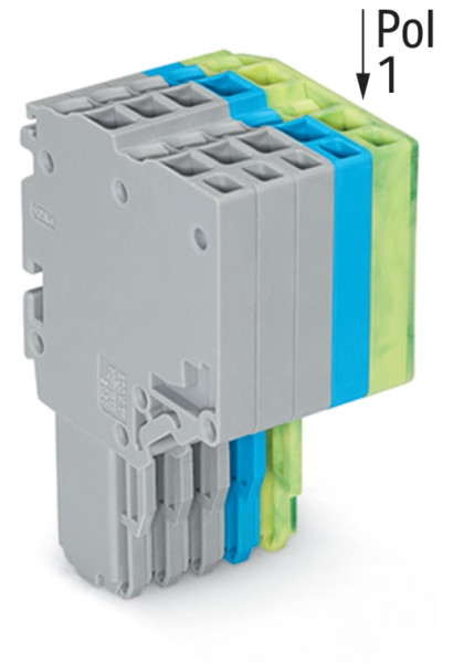 Connecteur femelle pour 2 conducteur gris/bleu/ja-ve