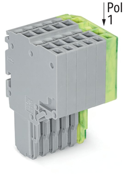 Connecteur femelle pour 2 conducteur gris/ja-ve
