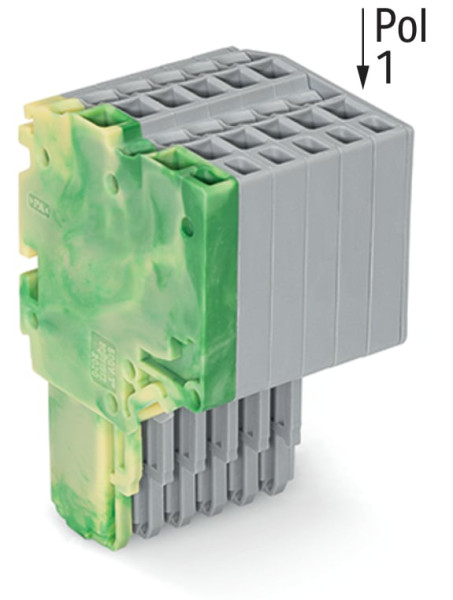 Connecteur femelle pour 2 conducteur ja-ve/gris