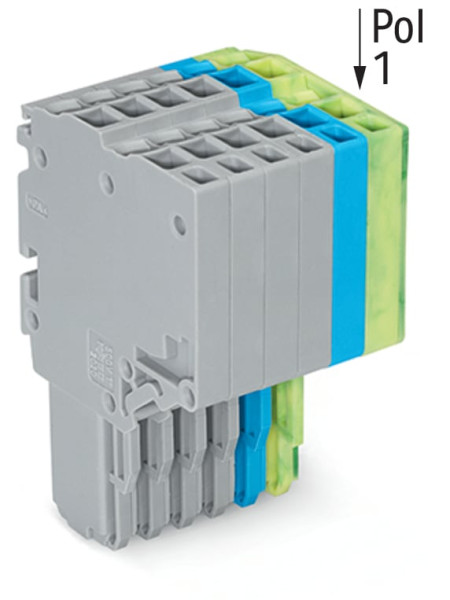 Connecteur femelle pour 2 conducteur gris/bleu/ja-ve