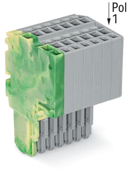 Connecteur femelle pour 2 conducteur ja-ve/gris