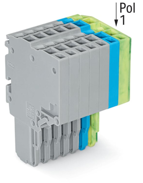 Connecteur femelle pour 2 conducteur gris/bleu/ja-ve