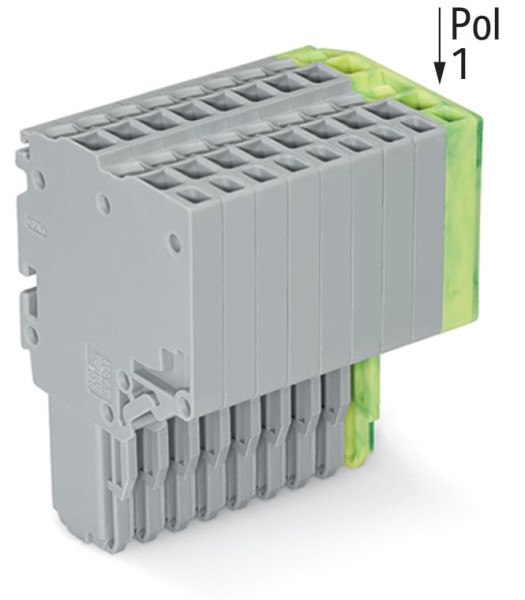 Connecteur femelle pour 2 conducteur gris/ja-ve