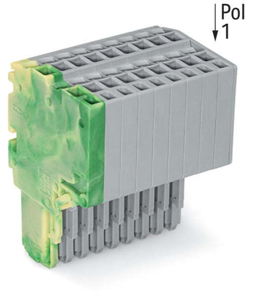 Connecteur femelle pour 2 conducteur ja-ve/gris