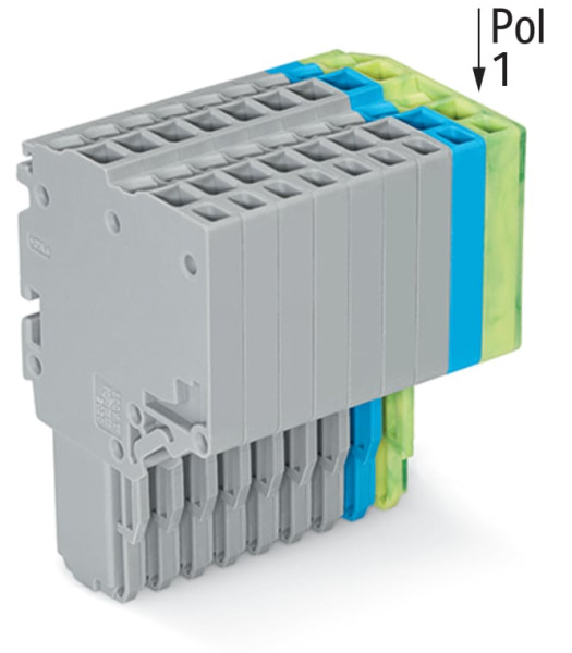 Connecteur femelle pour 2 conducteur gris/bleu/ja-ve
