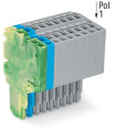 Connecteur femelle pour 2 conducteur ja-ve./bleu/gris