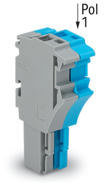 Connecteur femelle pour 1 conducteur bleu/gris