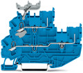 Borne à deux étages 1 conducteur/1 b borne de passage / passage, bleu