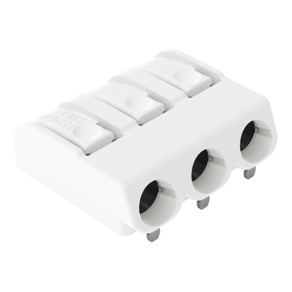 Borne pour circuits imprimés thr bouton-poussoir 1,5mm² pas 6mm 3 pôles, blanc
